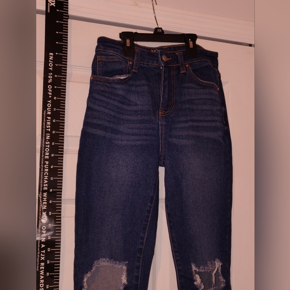 Women's Blue Distressed Jeans - Picture 3 of 13